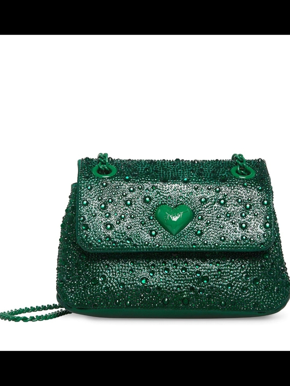 Betsey Johnson Emerald Green Rhinestone Heart Crossbody Bag